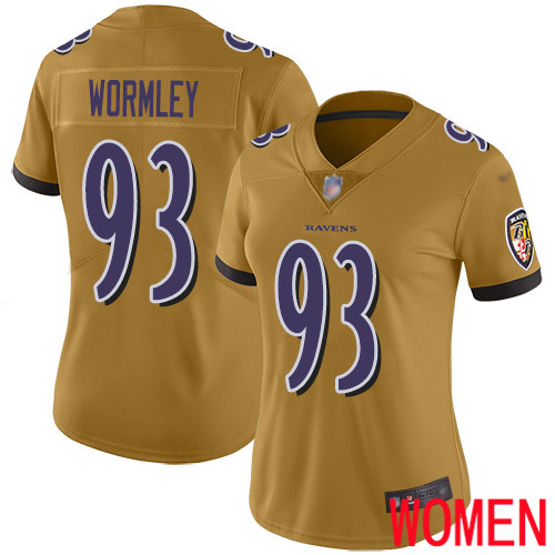 Baltimore Ravens Limited Gold Women Chris Wormley Jersey NFL Football #93 Inverted Legend